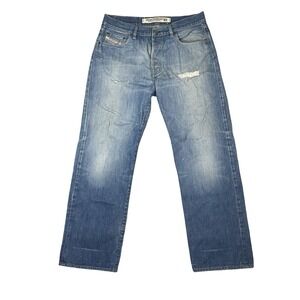 Diesel Jeans Mens 36 Blue Denim Kratt Distressed Italy Made Baggy Boot Cut 36x30